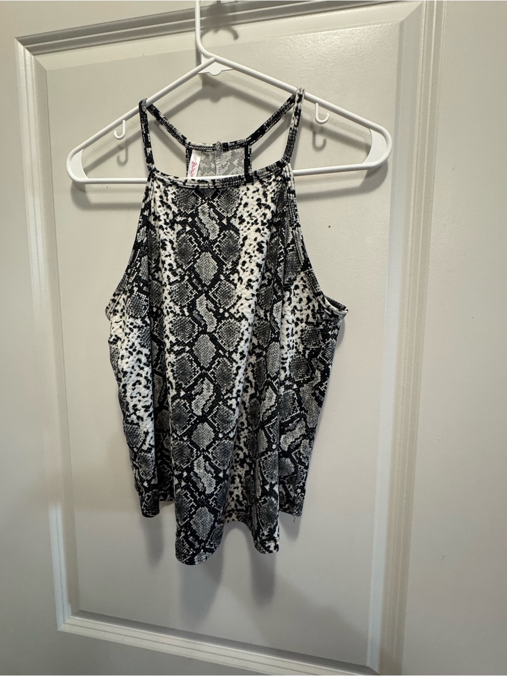 & Other Stories Black and White Snake-Print High Neck Tank